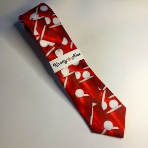 KNOTTY & NICE BEER PONG TIE RED WHITE NWT